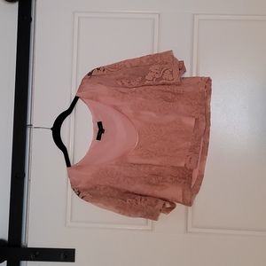 Pink Lace Crop Top small